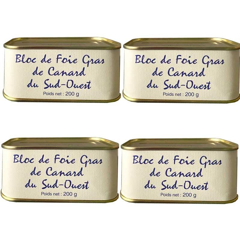 Bloc de foie gras de canard du sud-ouest 4x200g- épicerie fine en